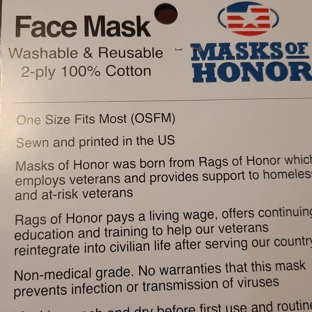 Face Masks 2 for 1 Made in USA